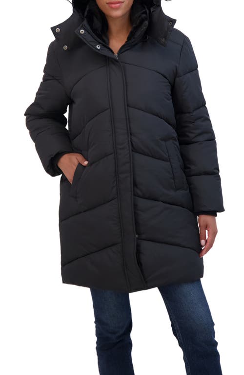 Sebby Quilted Hooded Puffer Jacket In Black
