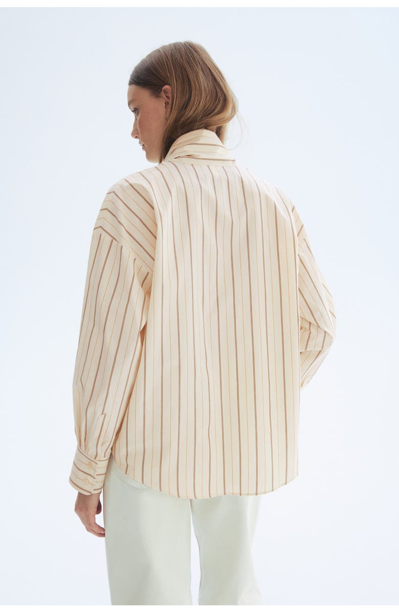 H&M Tie-front Poplin Shirt, Alternate, color, Light Beige/Striped