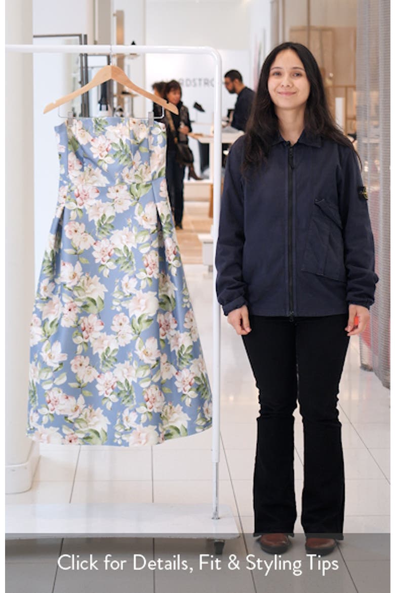 Shay Floral Strapless Cocktail Midi Dress video