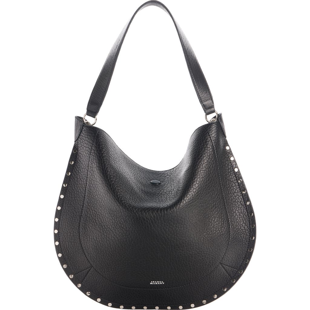 Isabel Marant Oskan Stud Bubble Leather Hobo Bag In Metallic