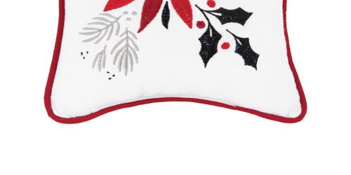 C & F Home C&f Home Poinsettia & Mistletoe Embroidered Small Christmas Accent Pillow, 8" X 8" In White