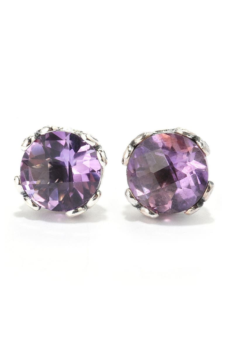 SAMUEL B. Sterling Silver Purple Amethyst Stud Earrings, Main, color, 
