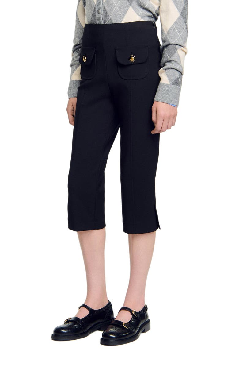 SANDRO Capri trousers, Alternate, color, Black