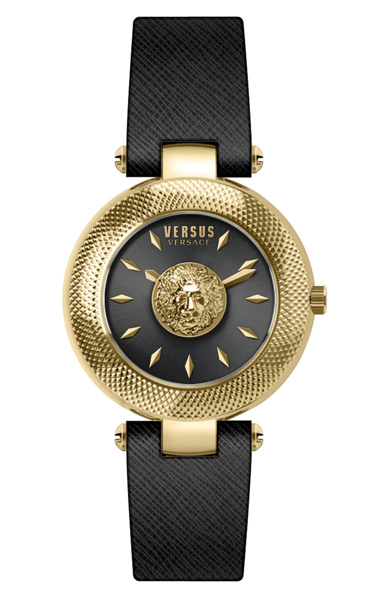 VERSUS Versace Versace Textured Dial Leather Strap Watch, 40mm, Alternate, color,