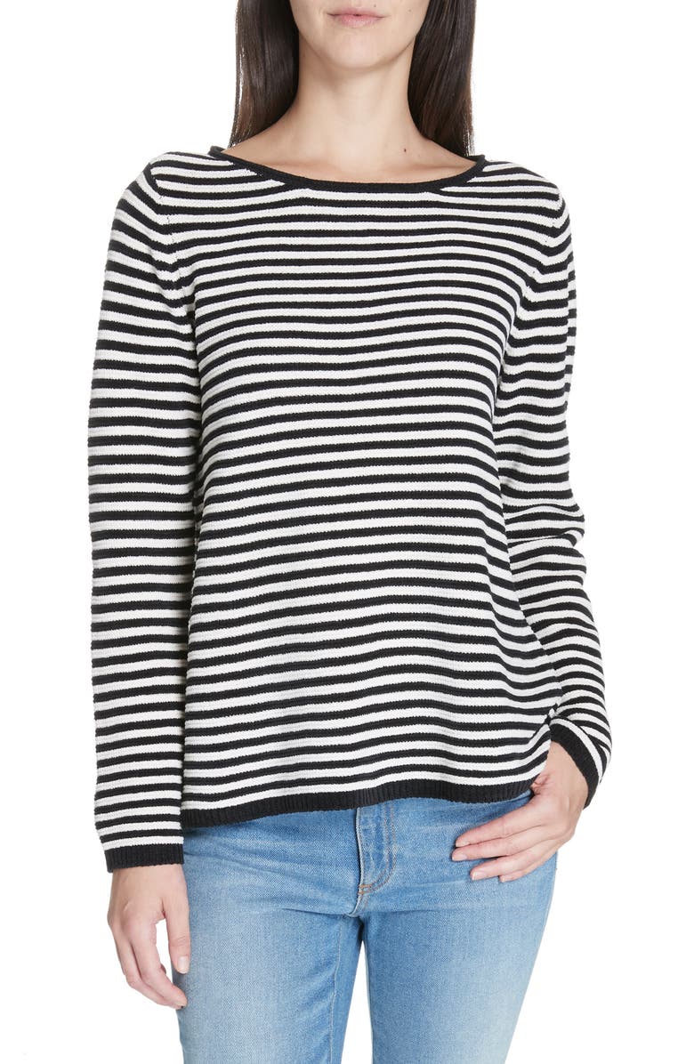 Eileen Fisher Stripe Organic Cotton Chenille Sweater, Main, color, 