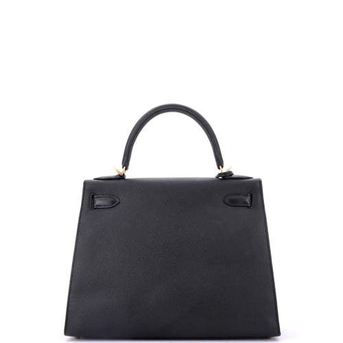 Pre-owned Hermes  Hermes Kelly Handbag Black Epsom With Gold Hardware 28 In Black