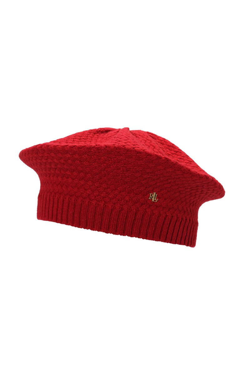 ZZDNU Lauren Ralplh Lauren Basket Knit Beret, Main, color, Ralph Red