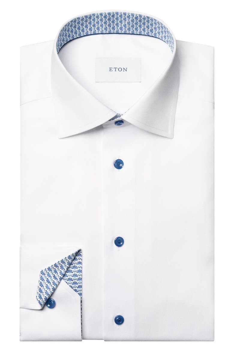 Contemporary Fit Geometric Twill Dress Shirt, Alternate, color, WHITE