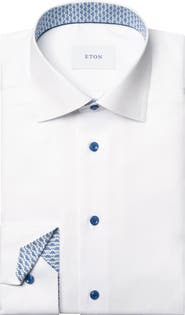 Eton Contemporary Fit Geometric Twill Dress Shirt