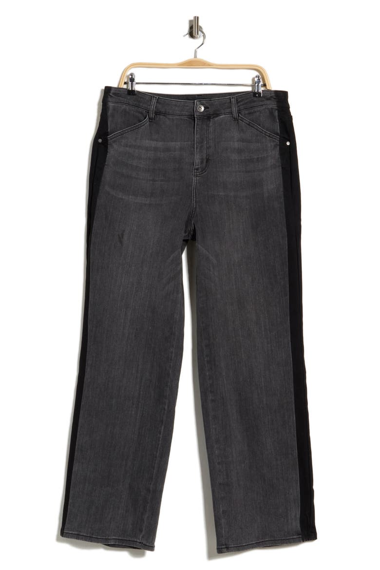 Tuxedo Relaxed Straight Leg Jeans, Main, color, BLACK TIE