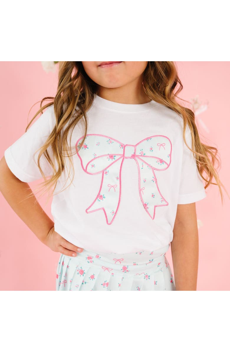 Sweet Wink Sky Blue Floral Bow Patch Short Sleeve T-Shirt, Alternate, color, White