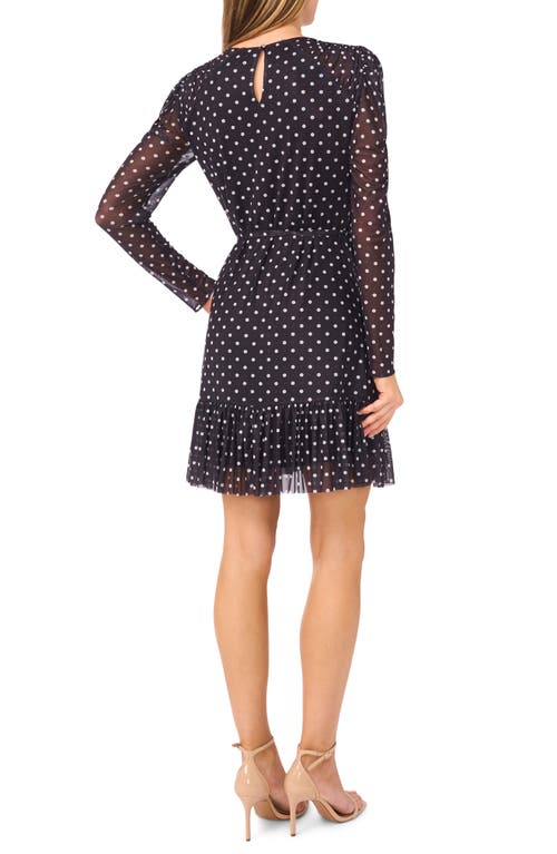 Cece Floral Print Long Sleeve Minidress In Black
