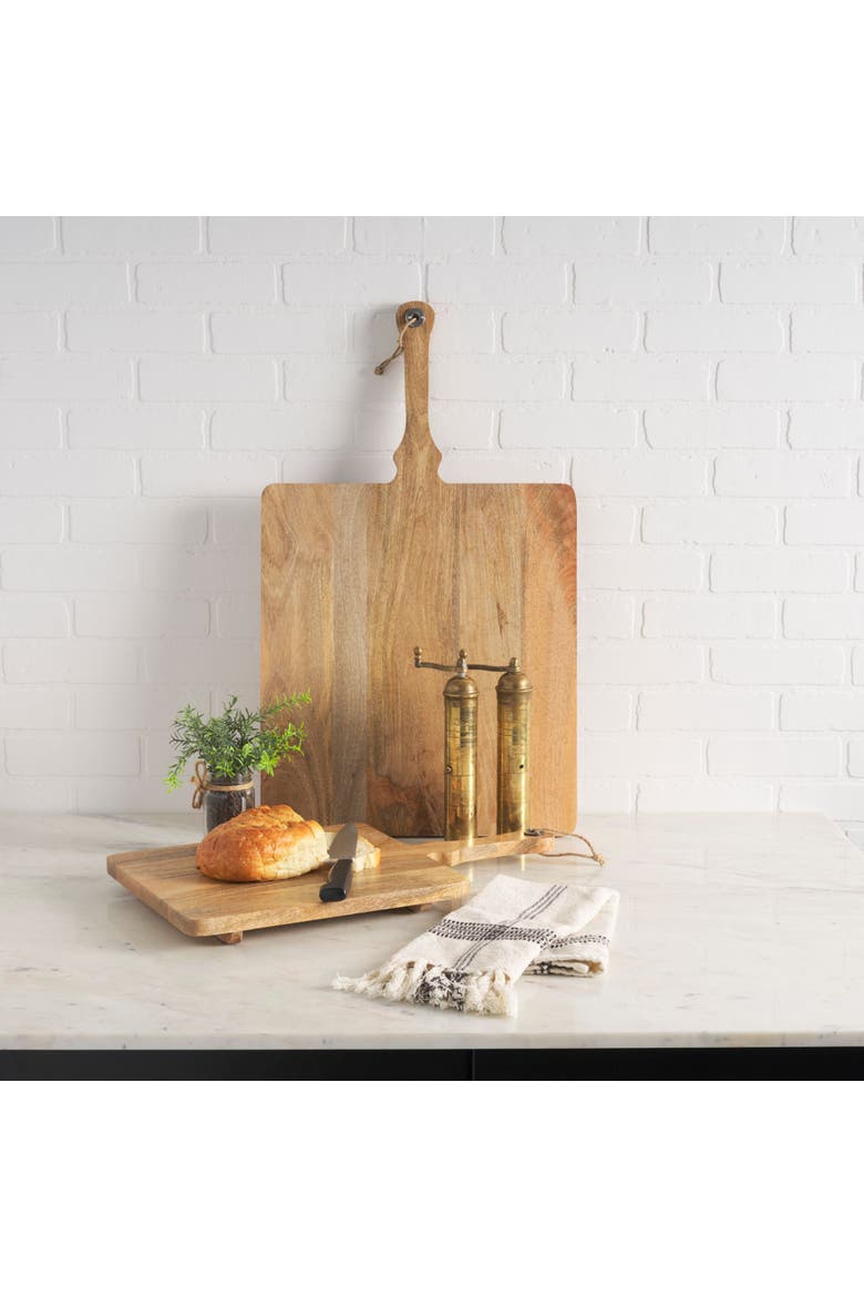 Khana Natural Solid Wood Square Serving Boards, Alternate, color, Brown