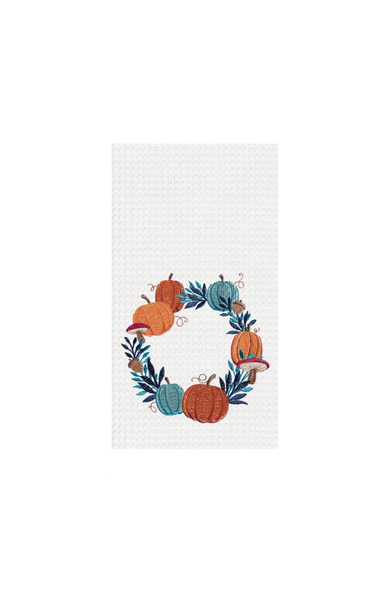 C&F Home Fall Pumpkin Wreath 100% Cotton Flour Sack Dishtowel, Main, color, Blue