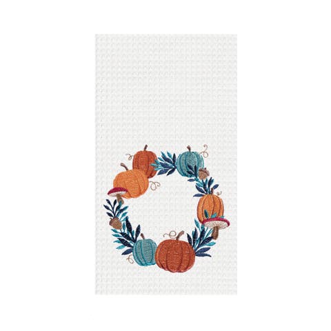 Fall Pumpkin Wreath 100% Cotton Flour Sack Dishtowel