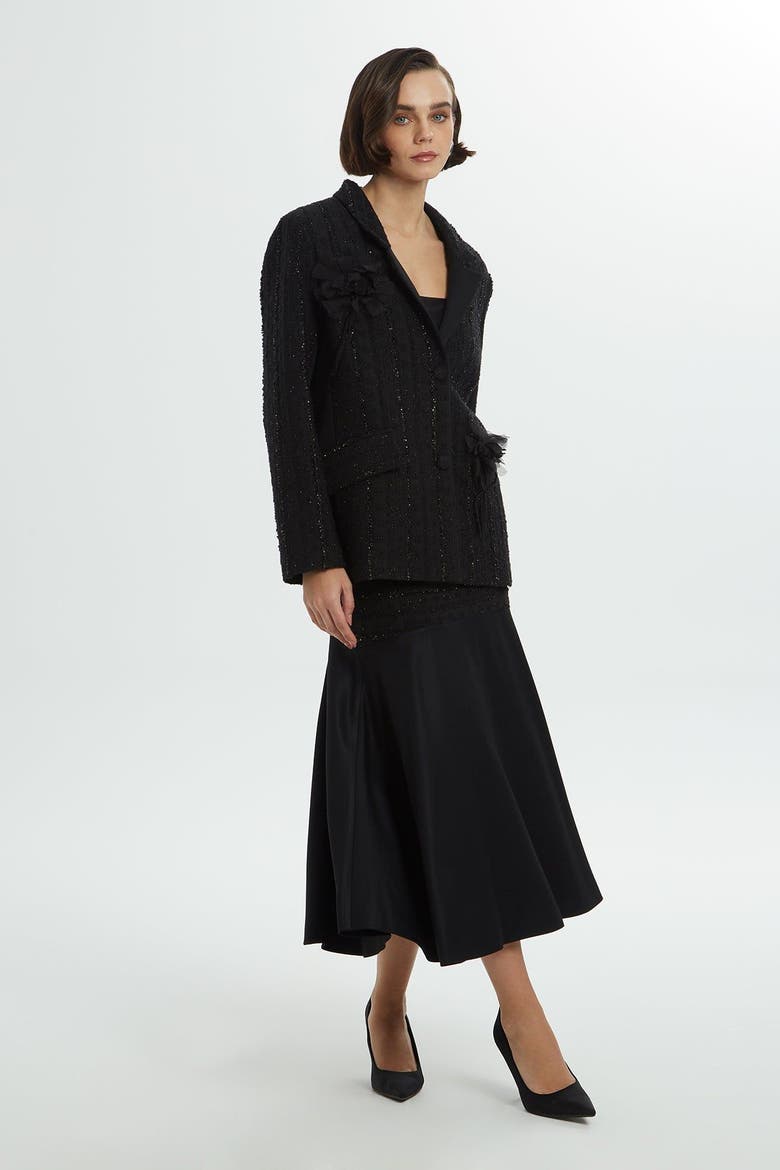 Double-Breasted Tailored Black Outerwear Jacket, Alternate, color, Black