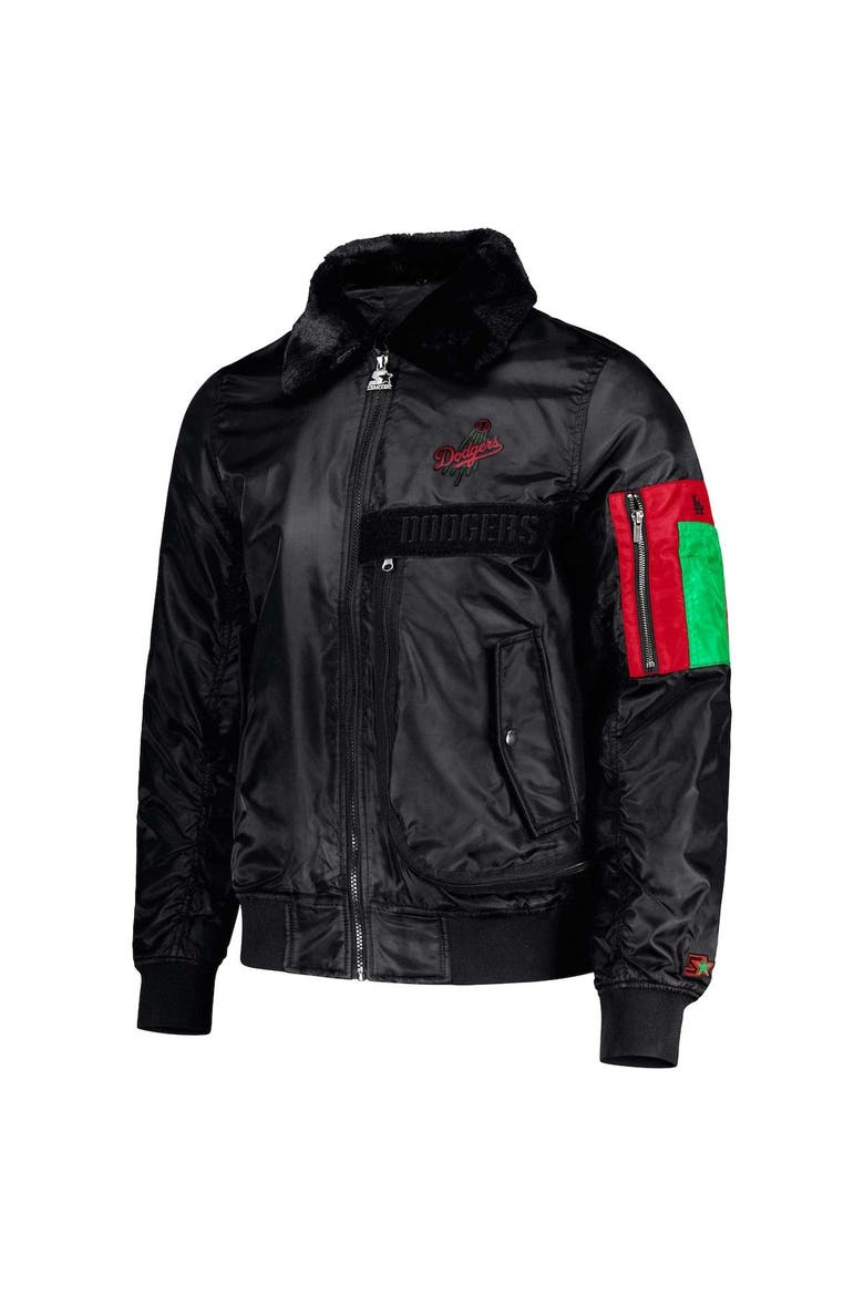 Men's Starter x Ty Mopkins Black Los Angeles Dodgers Black History Month Satin Full-Zip Jacket, Alternate, color, Black