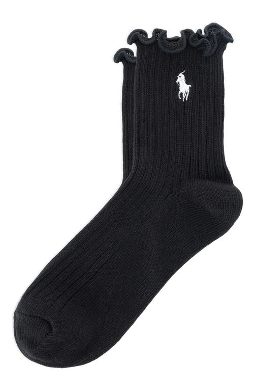 Polo Ralph Lauren Lettuce Edge Ankle Socks In Black