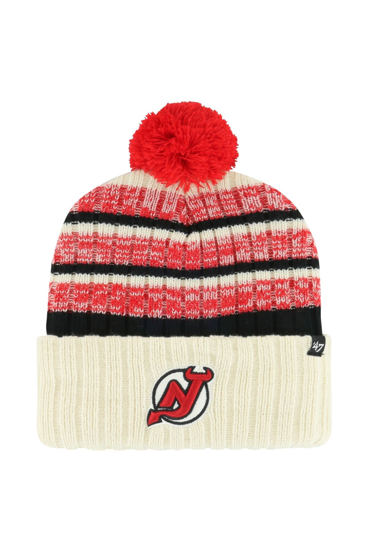 58 47 '47 Men's '47 Cream New Jersey Devils Tavern Cuffed Knit Hat with Pom ...