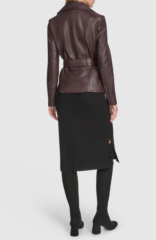 Andrew Marc Violet Leather Trench Jacket In Burgundy