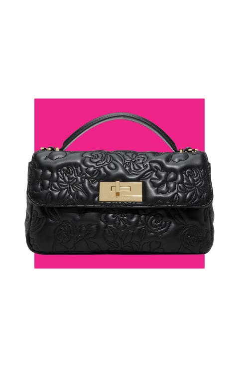 Lia Faux Leather Rose Quilted Crossbody Bag