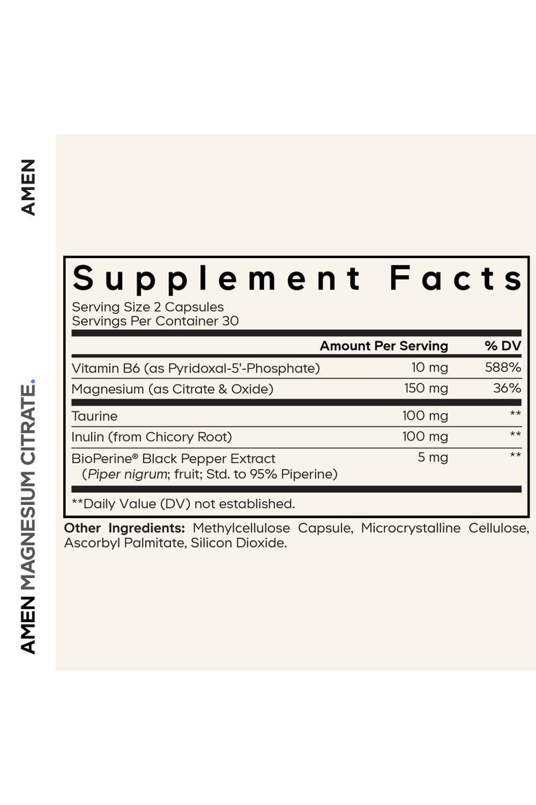 Magnesium Citrate, Vitamin B6, Taurine, Inulin Chicory Root, Supplement, Alternate, color, White
