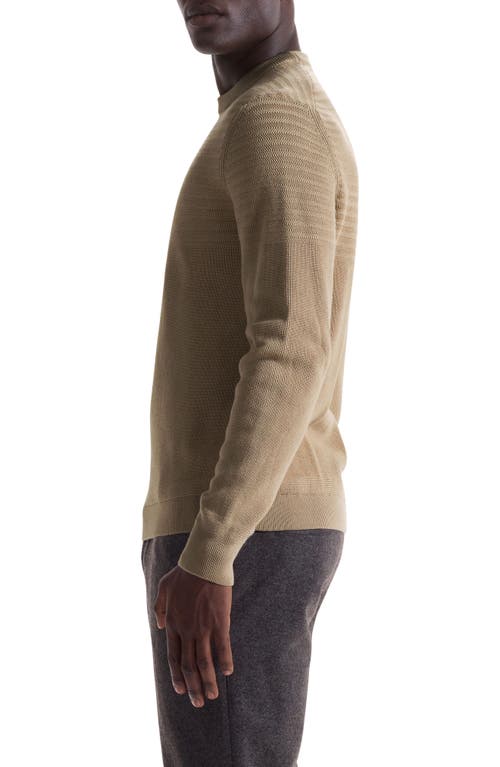 Bugatchi Mixed Stitch Cotton Crewneck Sweater In Neutral