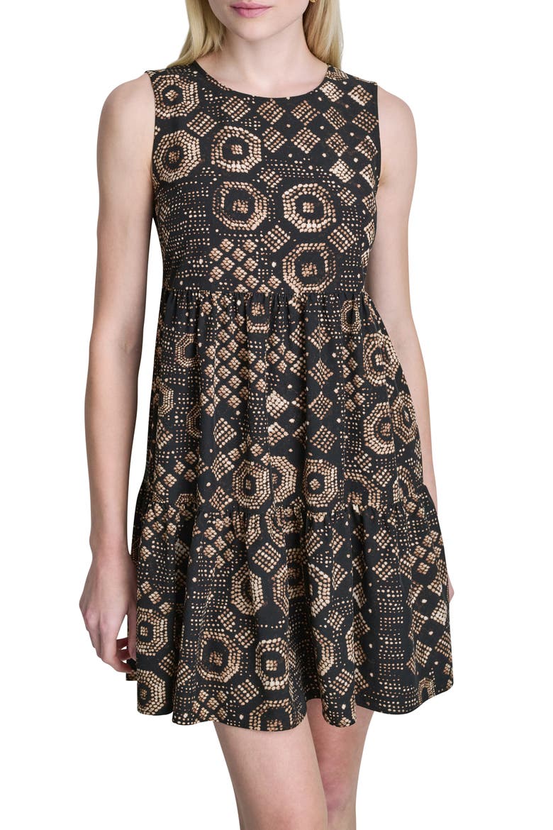 Commuter Sleeveless Swing Minidress, Alternate, color, BLACK MULTI
