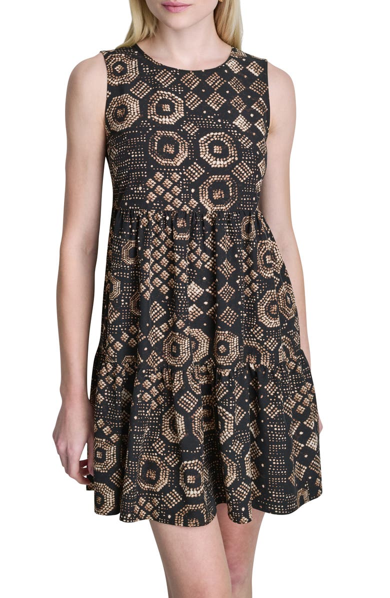 DKNY Commuter Sleeveless Swing Minidress, Alternate, color, Black Multi