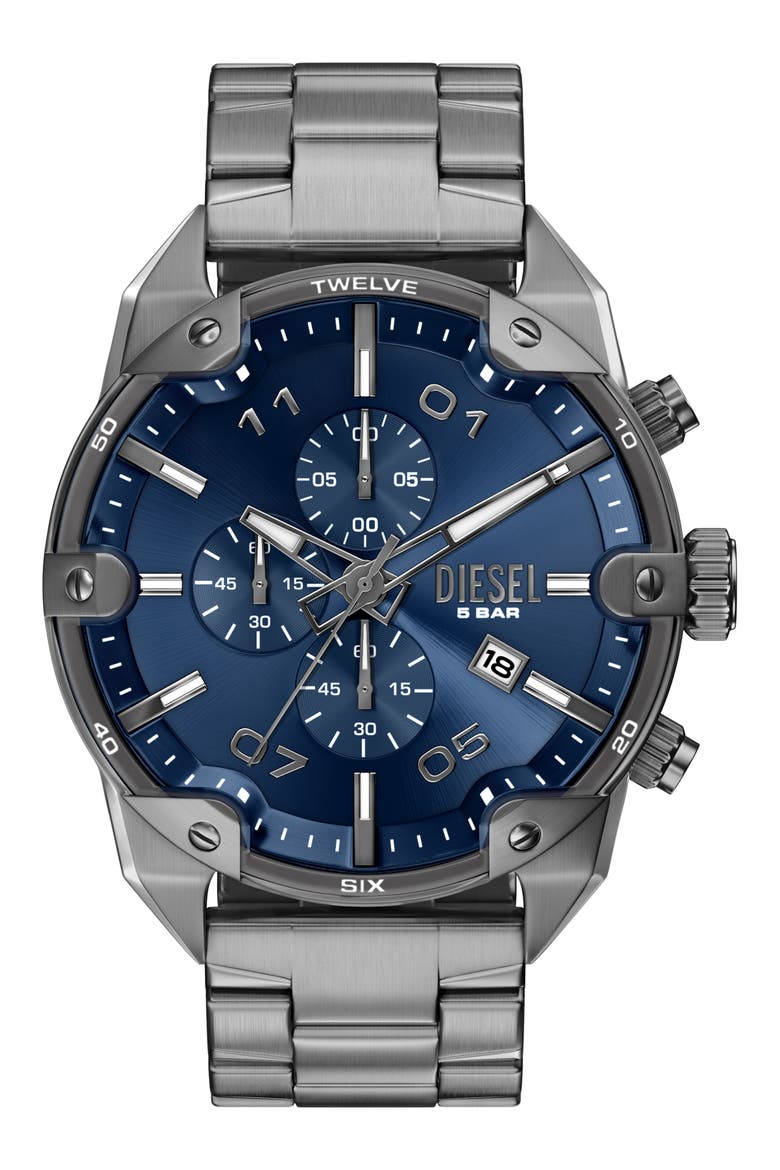 Spiked Chronograph Bracelet Watch, 49mm, Main, color, GUNMETAL