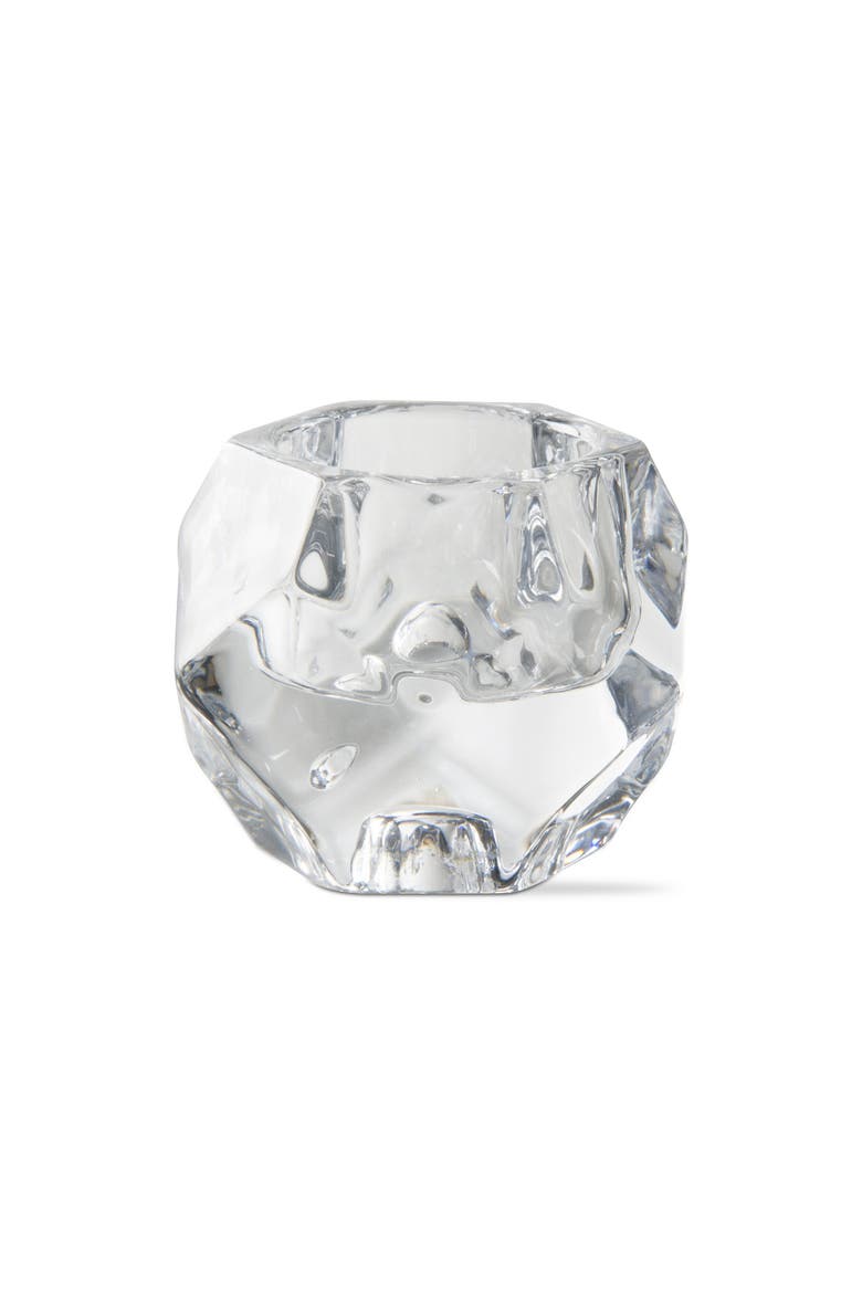 Geo Clear Glass Reversible Tealight Taper Candle Holder, Main, color, Clear
