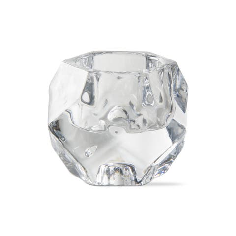 Geo Clear Glass Reversible Tealight Taper Candle Holder