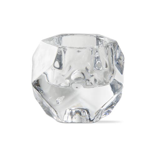 Tag Geo Clear Glass Reversible Tealight Taper Candle Holder In Transparent
