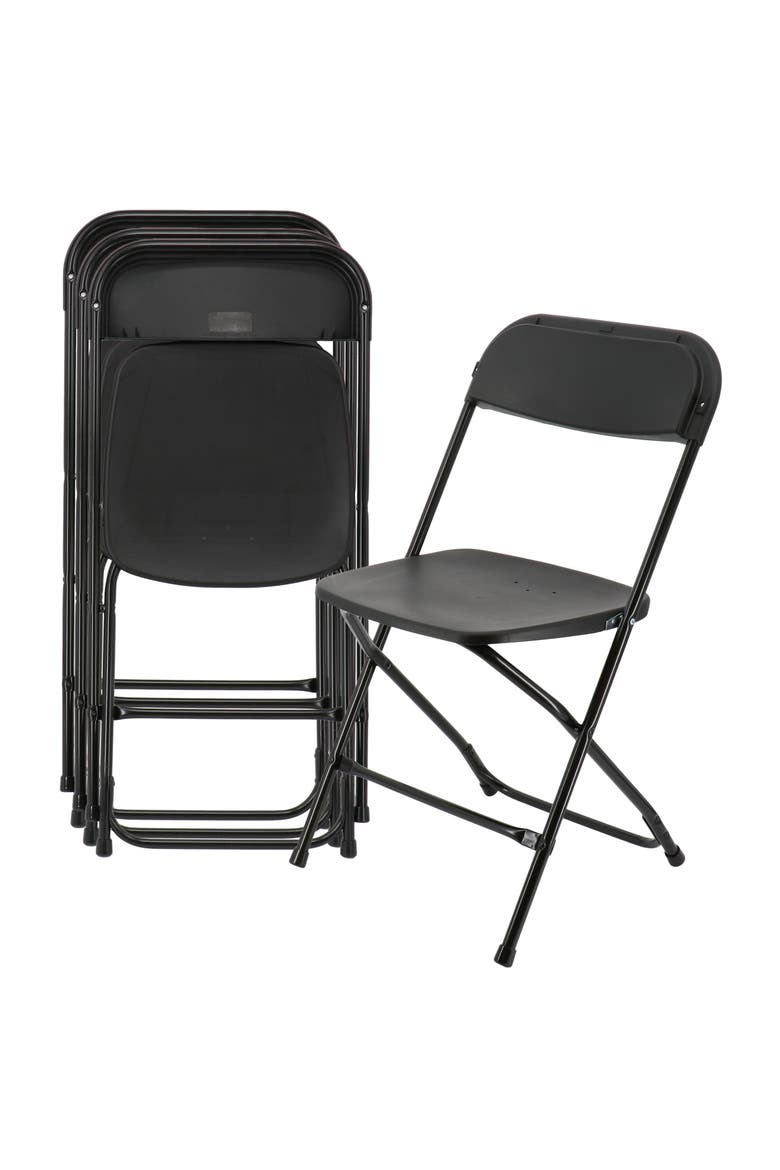 4 Piece Plastic Folding Chair, Main, color, Black