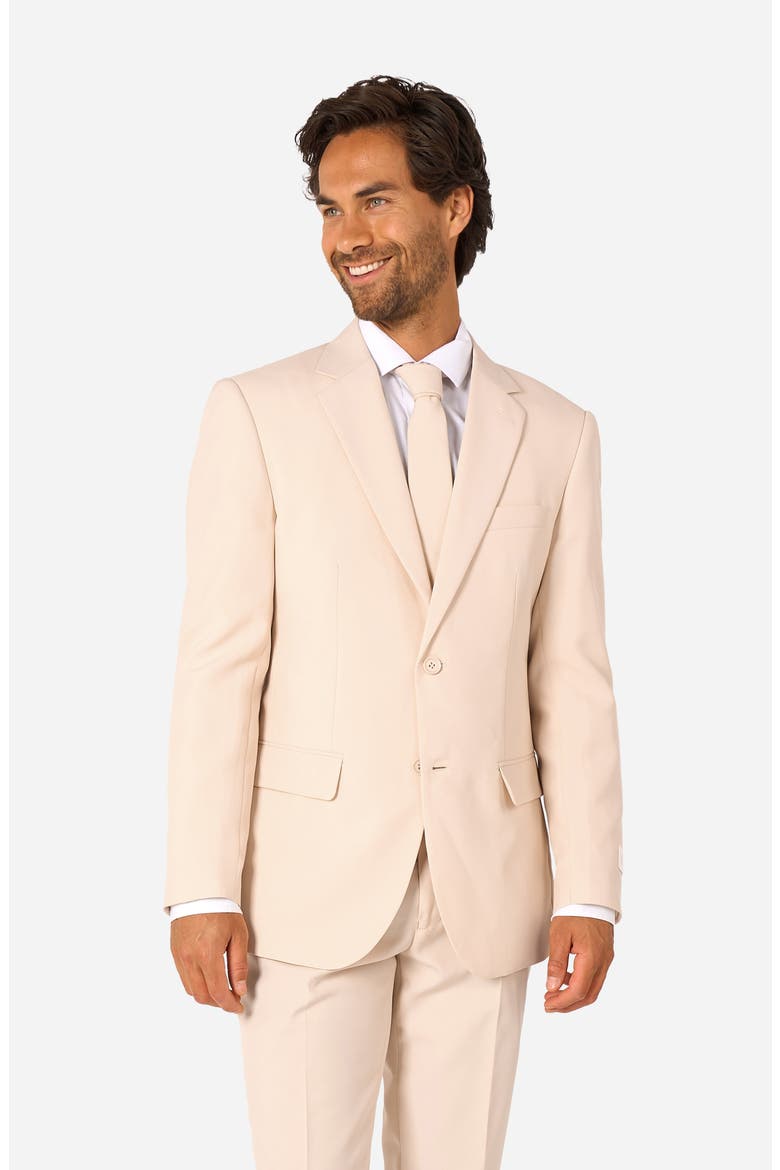 Dandy Sandy Slim Fit Two-Piece Suit & Tie Set, Alternate, color, BEIGE