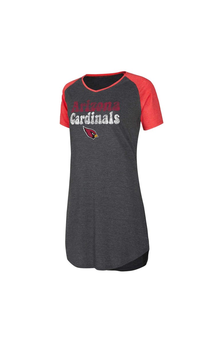 CONCEPTS SPORT Women's Concepts Sport Black/Cardinal Arizona Cardinals Raglan V-Neck Nightshirt, Alternate, color,