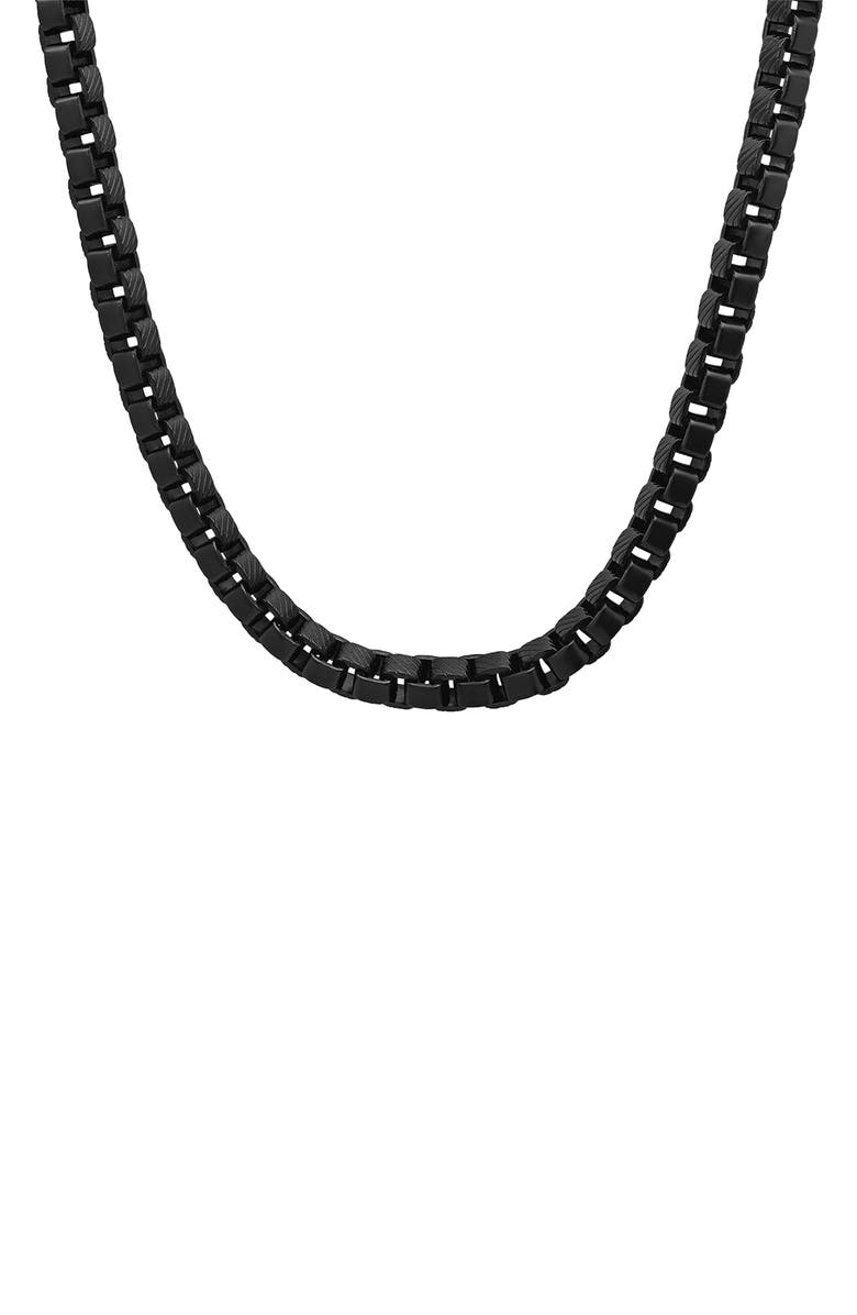 HMY JEWELRY Box Chain Necklace, Main, color, Black