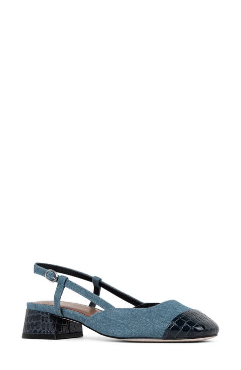 Croc Embossed Toe Slingback Pump (Women)