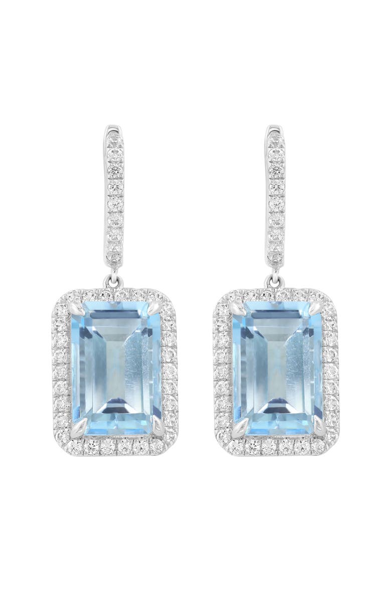 EFFY Sterling Silver Blue Topaz & Zircon Drop Huggie Hoop Earrings, Alternate, color, Blue