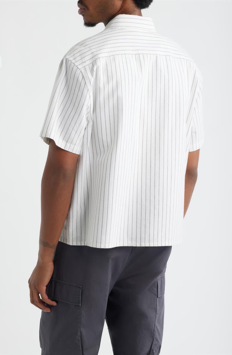 BP. Boxy Crop Oxford Button-Up Shirt, Alternate, color, White Dual Stripe