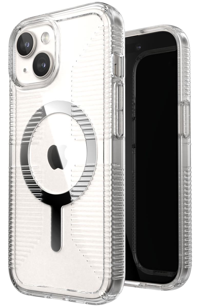 Speck Gemshell Grip MagSafe Case for Apple iPhone 15 / iPhone 14 / iPhone 13 / iPhone 16e, Main, color, Clear