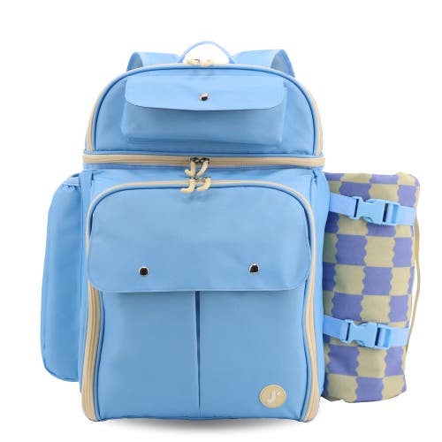 J World Picnic Backpack With Insulated Compartments & Picnic Mat In Blue