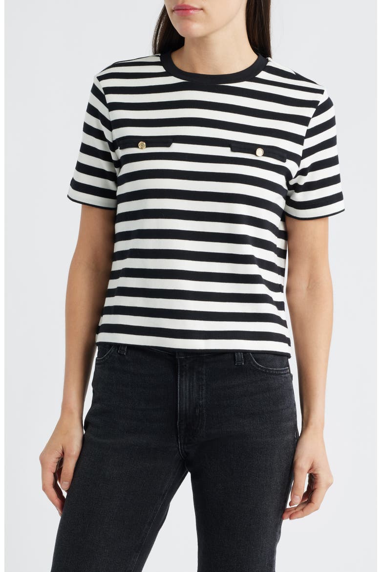 Stripe Cotton T-Shirt, Main, color, BLACK STRIPE