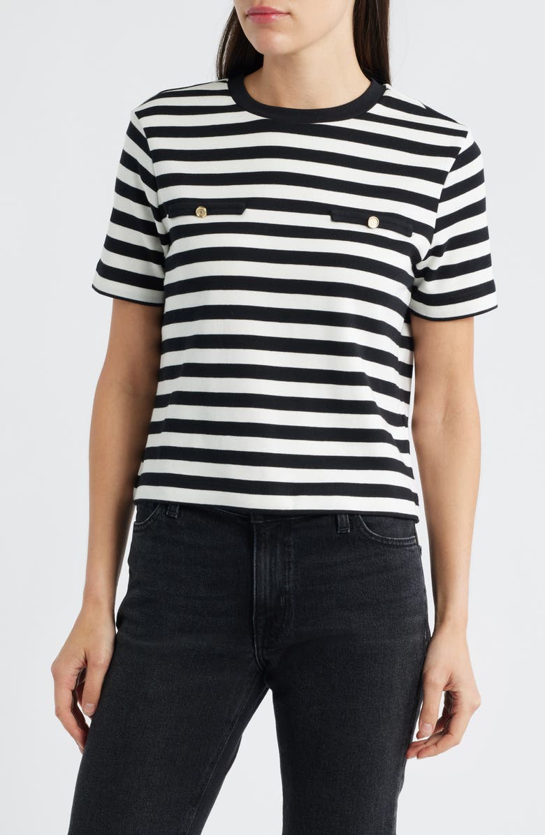 Mavi Jeans Stripe Cotton T-Shirt, Main, color, Black Stripe
