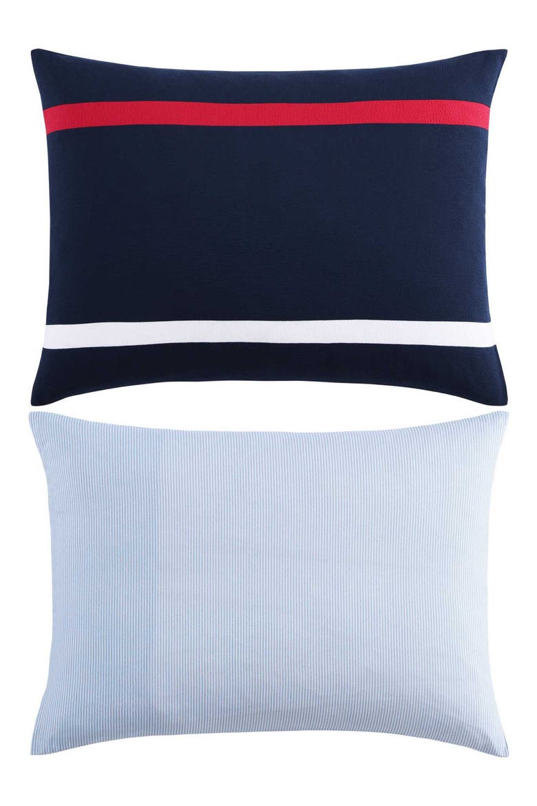 Iconic Anniversary Seersucker Comforter & Shams Set, Alternate, color, NAVY BLUE/ RED/ WHITE