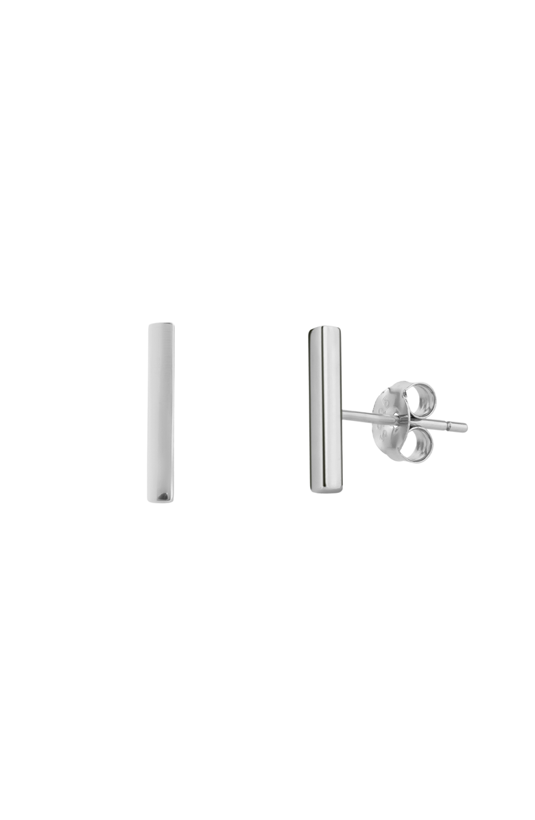 Spero London Bar Stud Plain Earrings Sterling Silver, Main, color, Silver