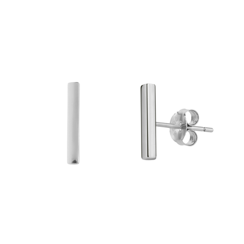 Spero London Bar Stud Plain Earrings Sterling Silver In Metallic