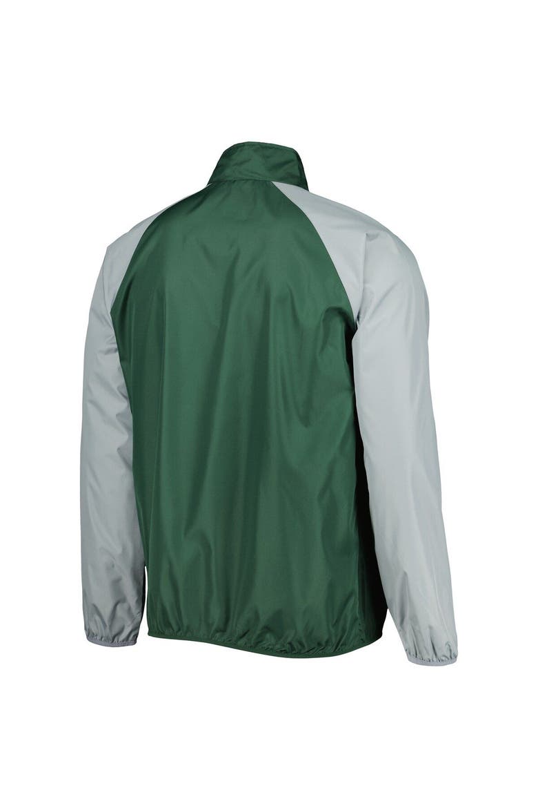 Men's G-III Sports by Carl Banks Green/Gray Michigan State Spartans Point Guard Raglan Half-Zip Jacket, Alternate, color, Green