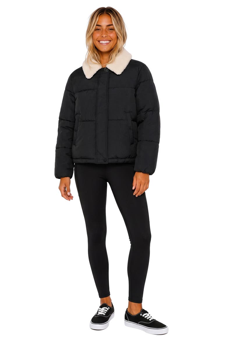 Ryan Faux Fur Collar Puffer Jacket, Alternate, color, BLK