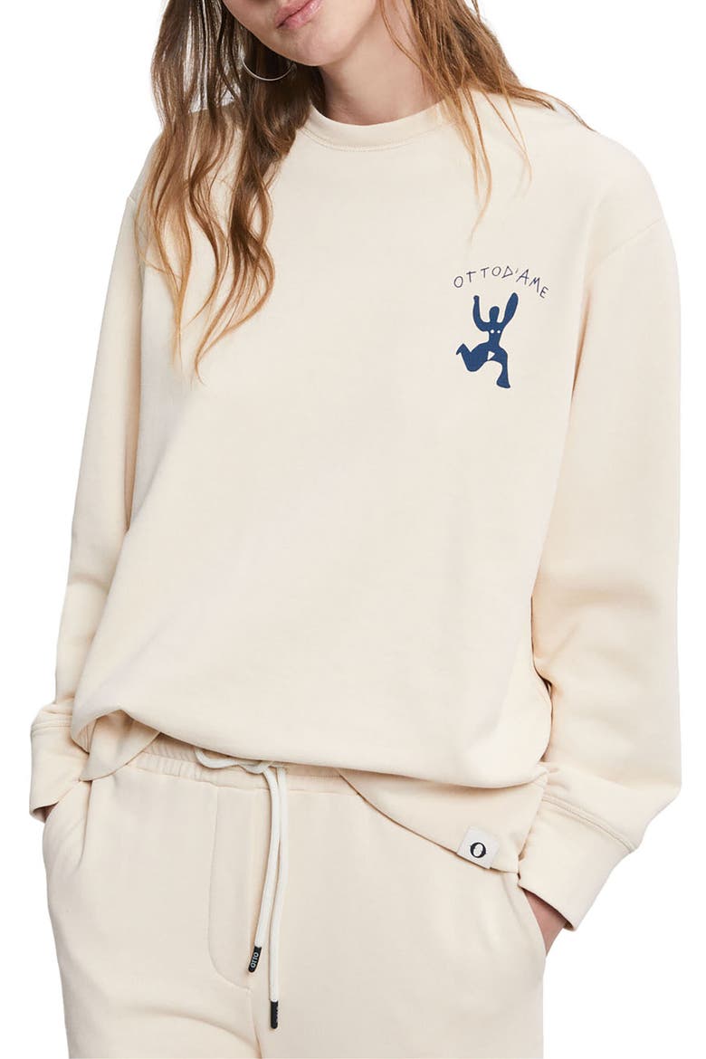 Cotton Sweatshirt, Main, color, Ecru